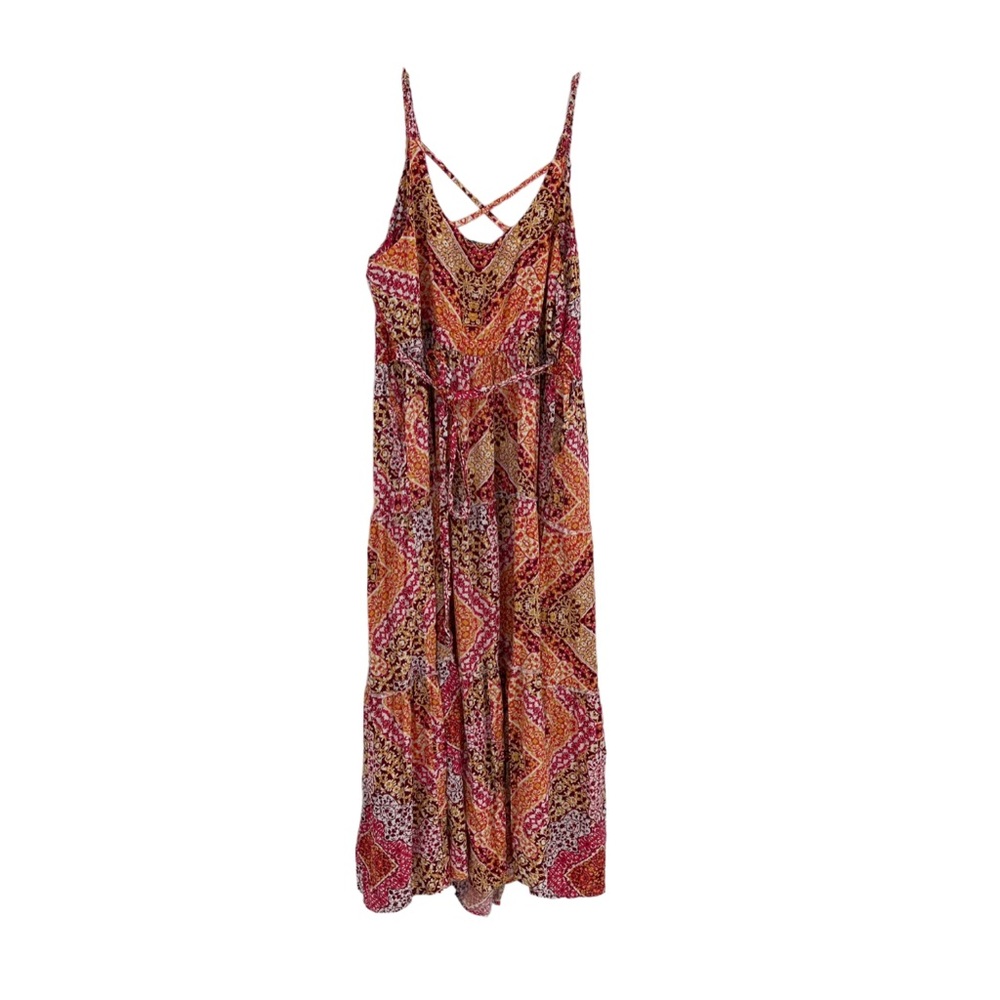 Torrid womens Floral Challis Maxi Dress Size 2X sleeveless tiered cross back - Picture 2 of 8